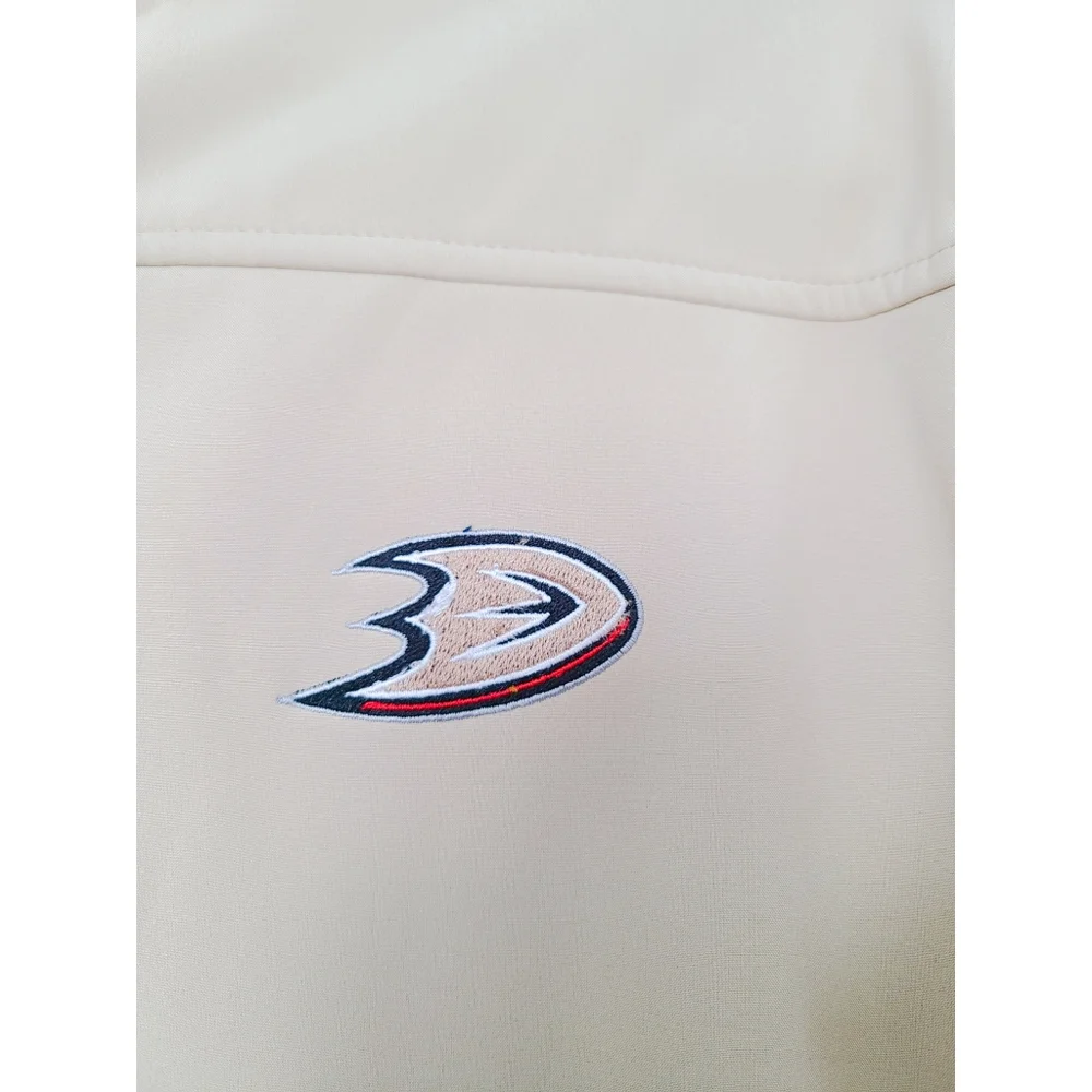 NHL Anaheim Ducks Hockey Fleece Lined Zip-up Tan Athletic Embroider Logo Jacket
